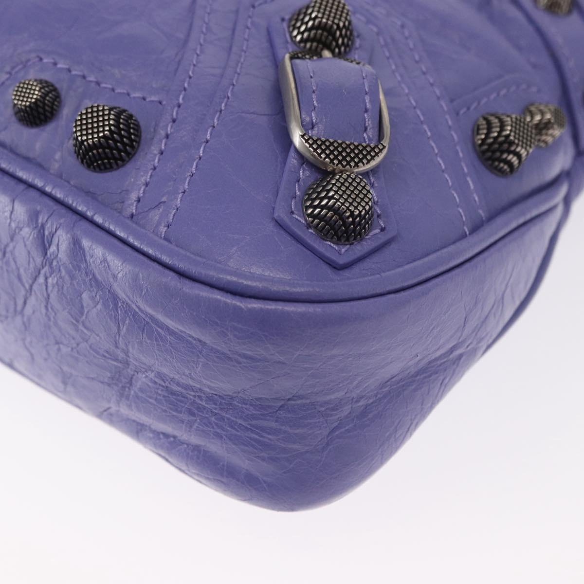 BALENCIAGA Neo Kagoul S Hand Bag Leather 2way Purple Silver 751523 Auth 158933SM