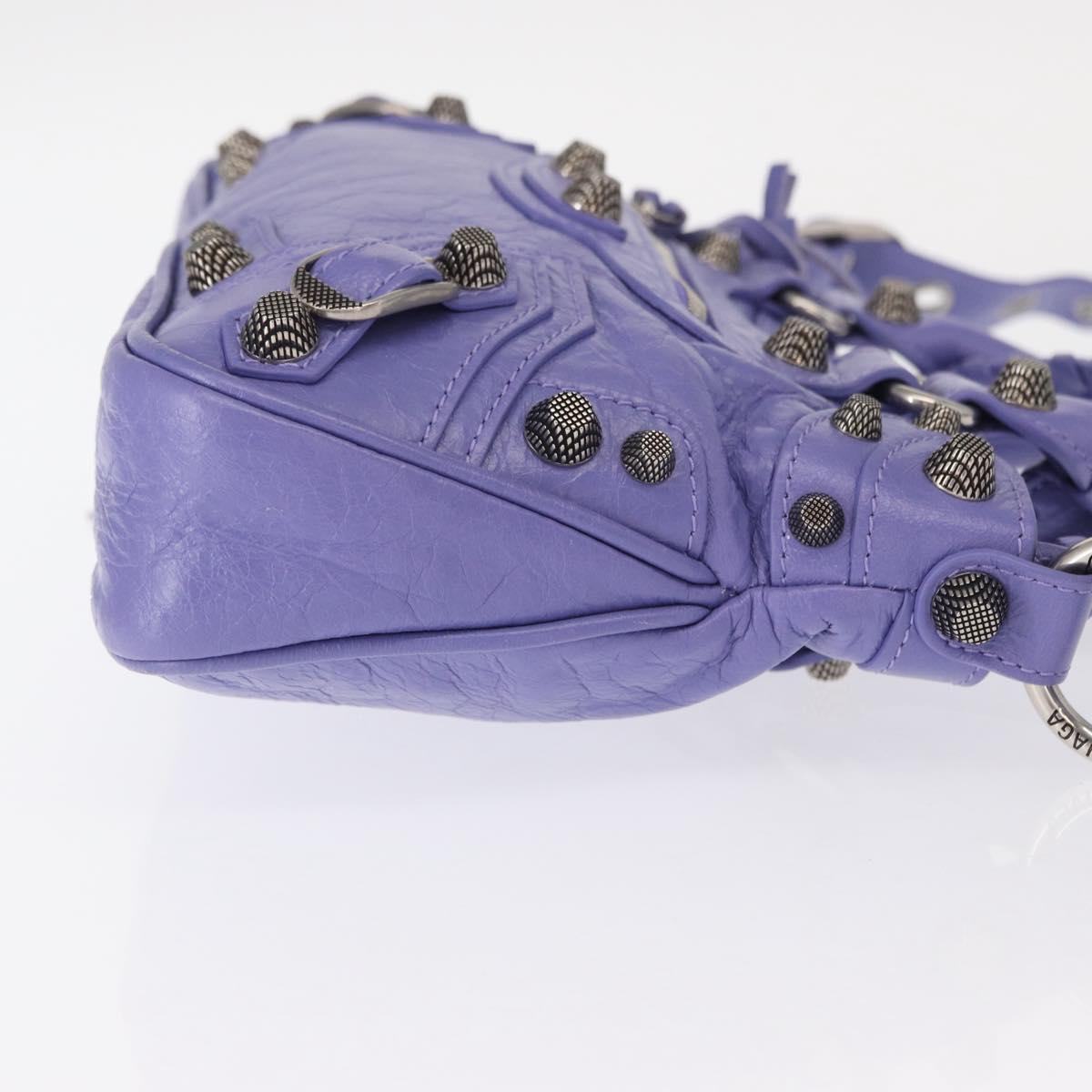 BALENCIAGA Neo Kagoul S Hand Bag Leather 2way Purple Silver 751523 Auth 158933SM