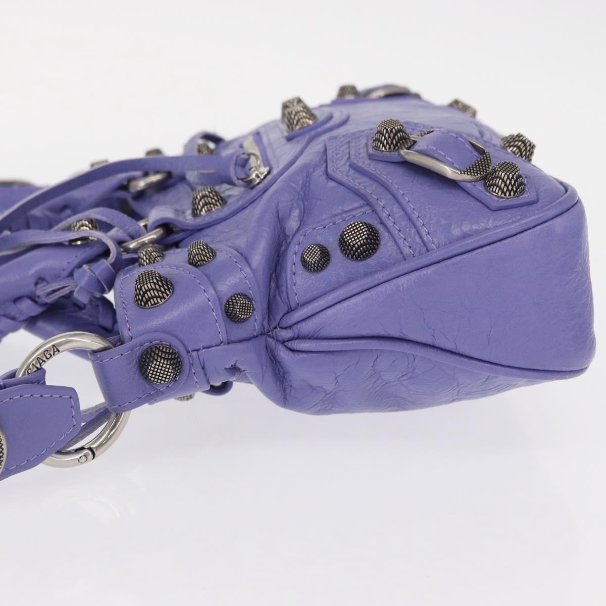 BALENCIAGA Neo Kagoul S Hand Bag Leather 2way Purple Silver 751523 Auth 158933SM