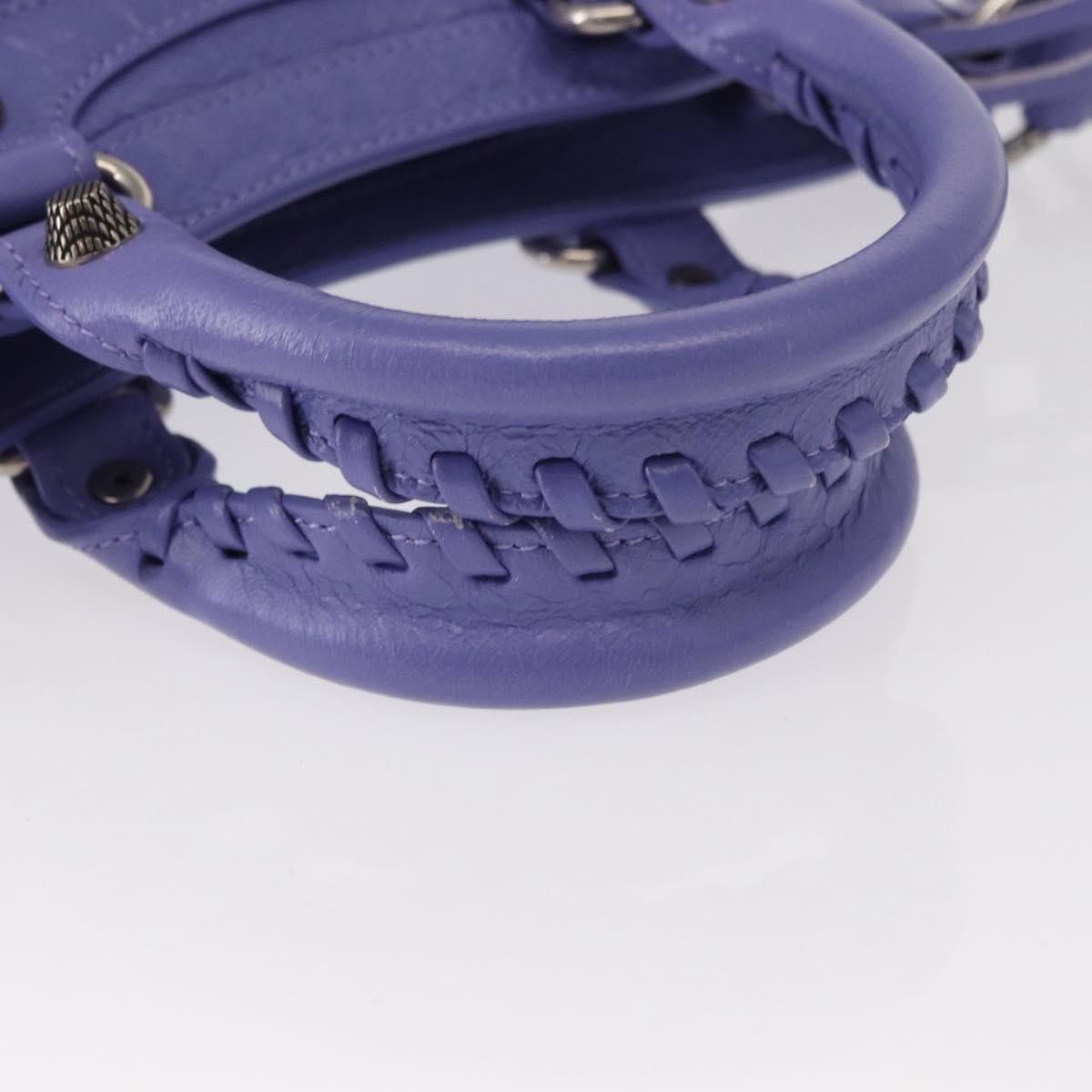 BALENCIAGA Neo Kagoul S Hand Bag Leather 2way Purple Silver 751523 Auth 158933SM