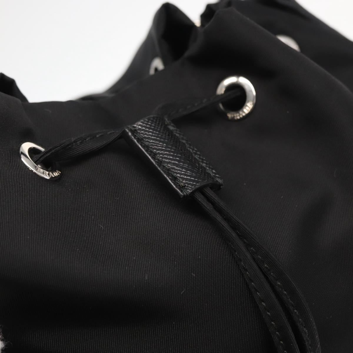 PRADA Hand Bag Nylon 2way Black Silver Auth 158945SAM
