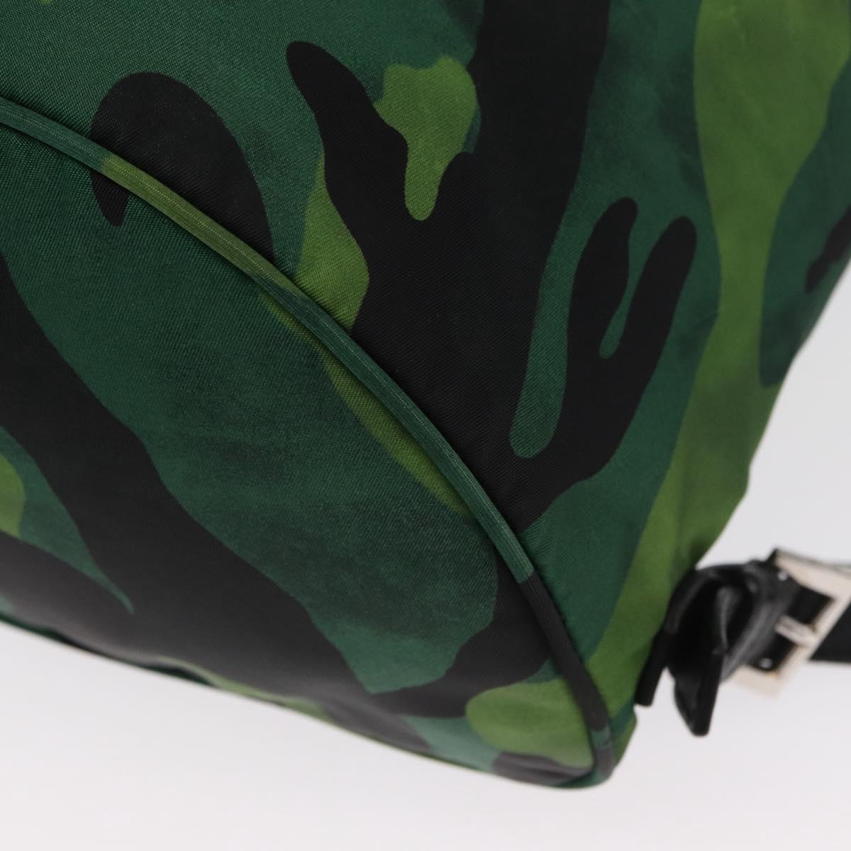 PRADA Backpack Nylon Green Silver Auth 158946V