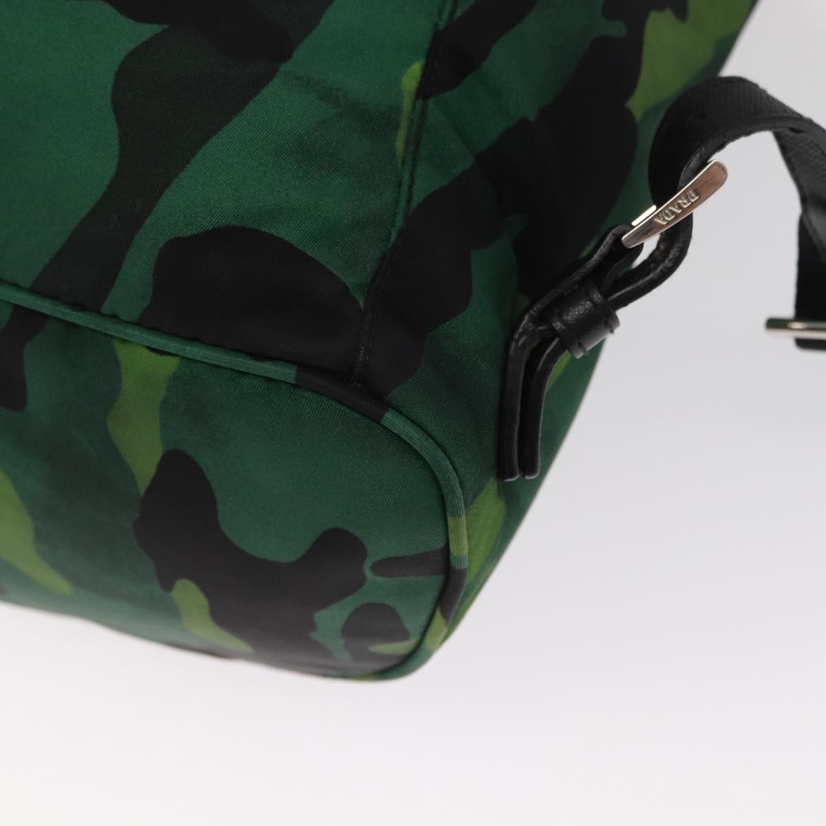 PRADA Backpack Nylon Green Silver Auth 158946V