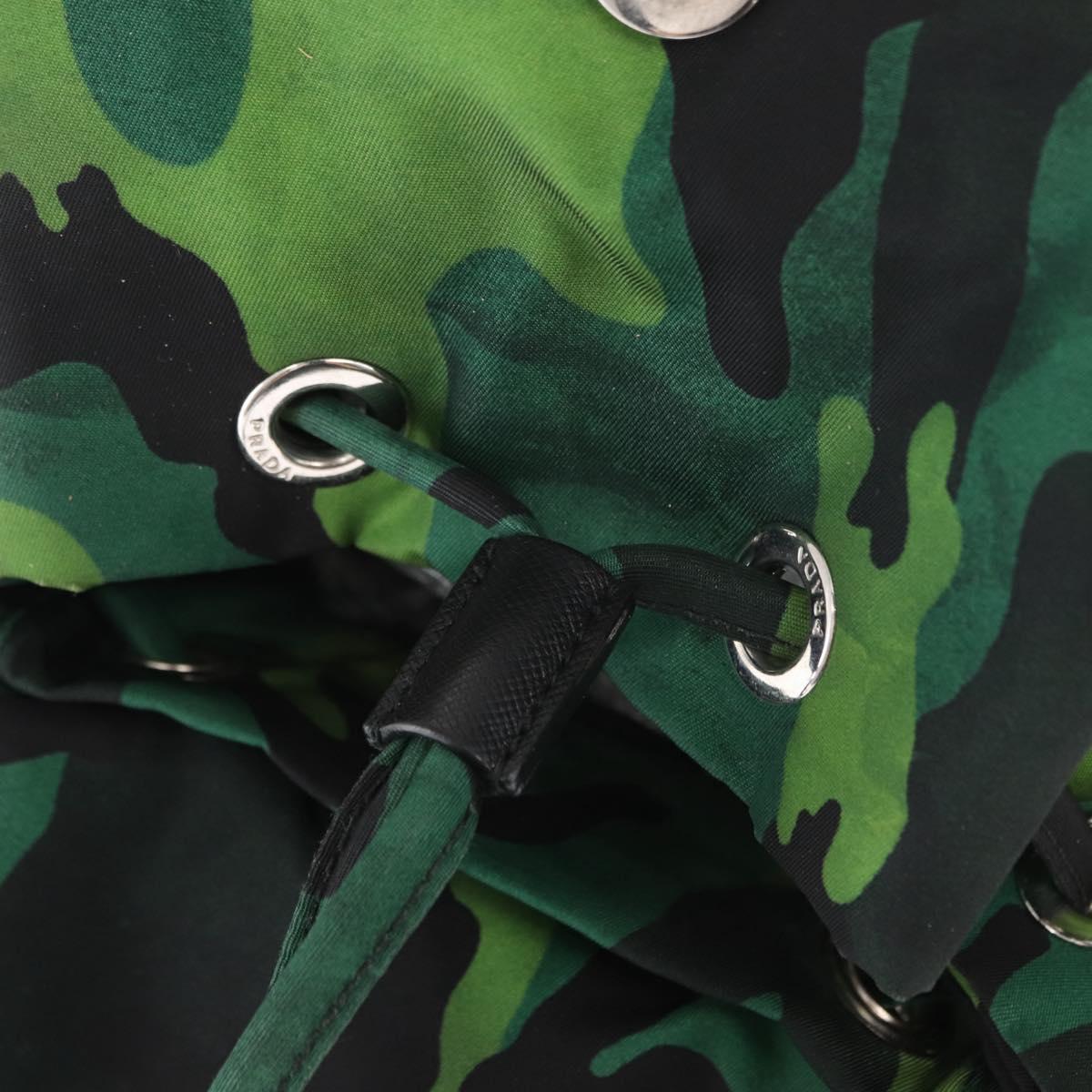 PRADA Backpack Nylon Green Silver Auth 158946V