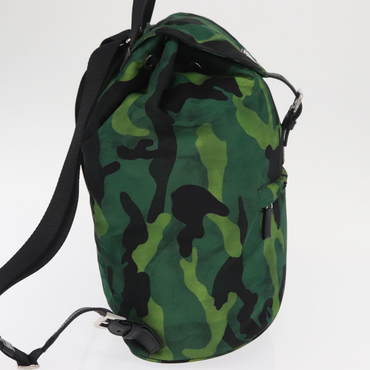 PRADA Backpack Nylon Green Silver Auth 158946V