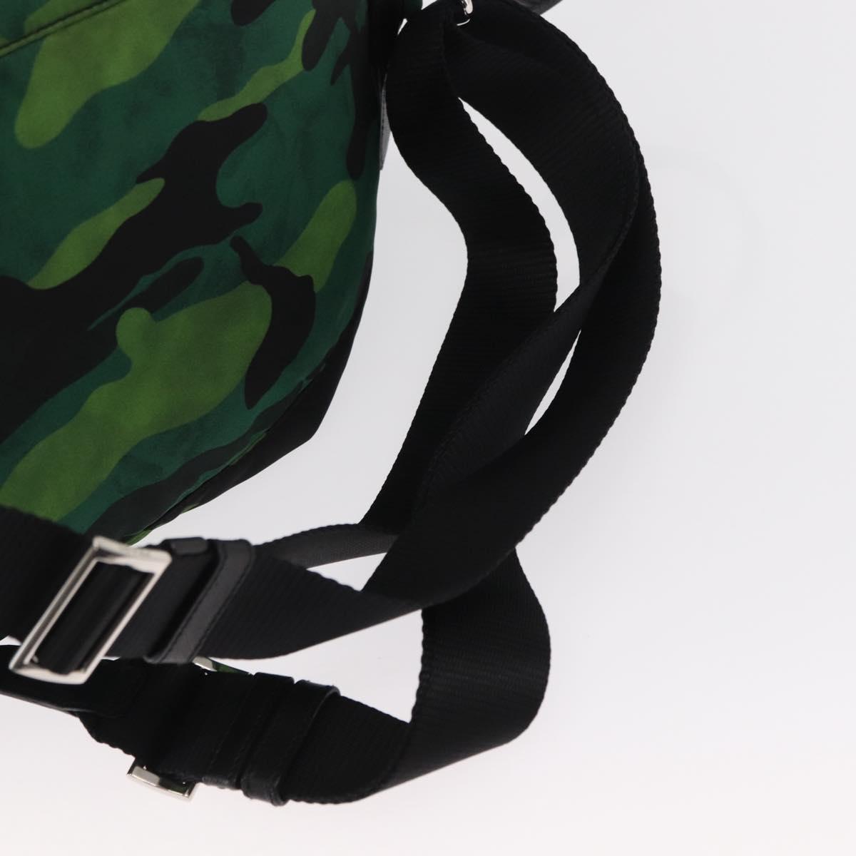 PRADA Backpack Nylon Green Silver Auth 158946V