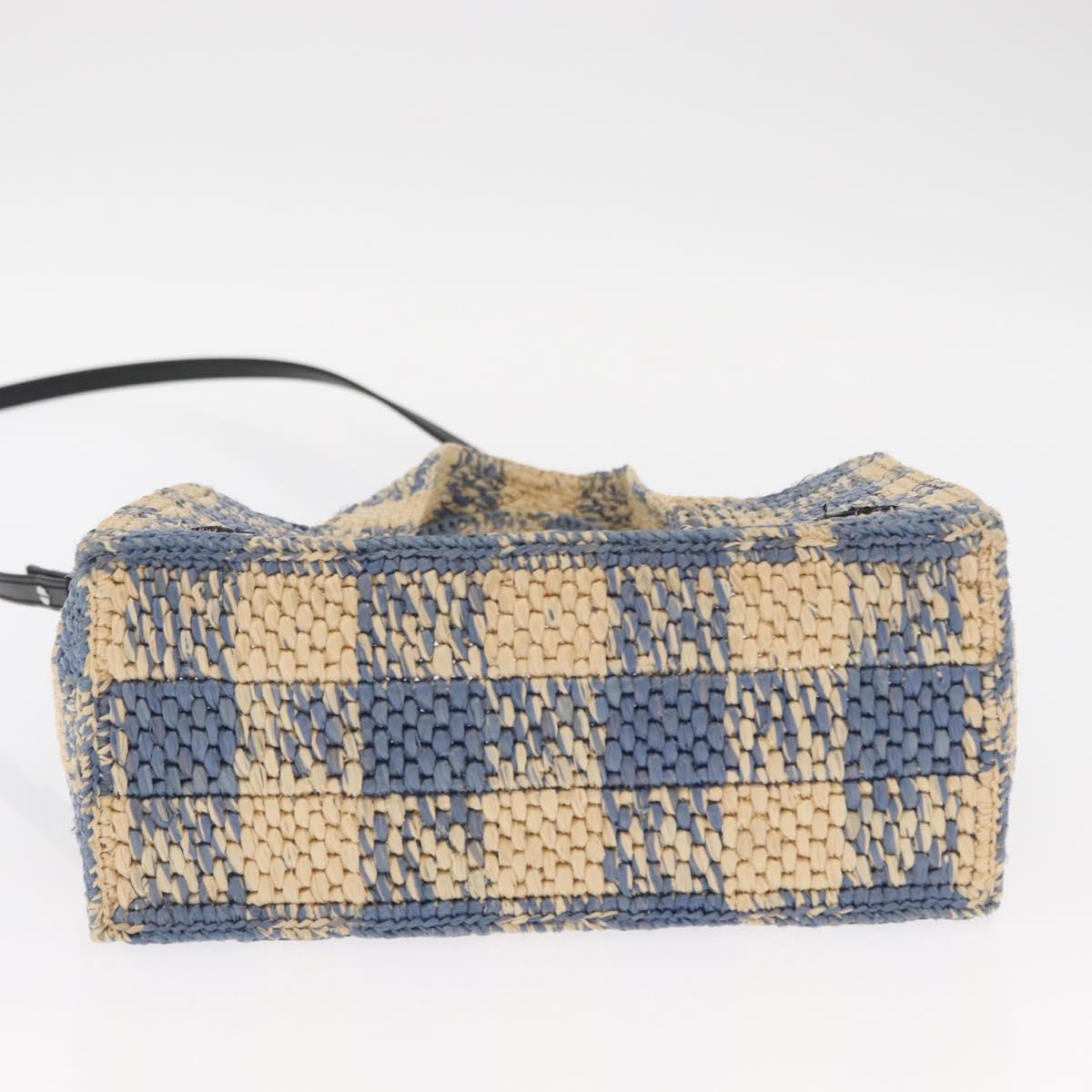 LOEWE Hand Bag Raffia 2way Light Blue Silver Auth 158951SAV