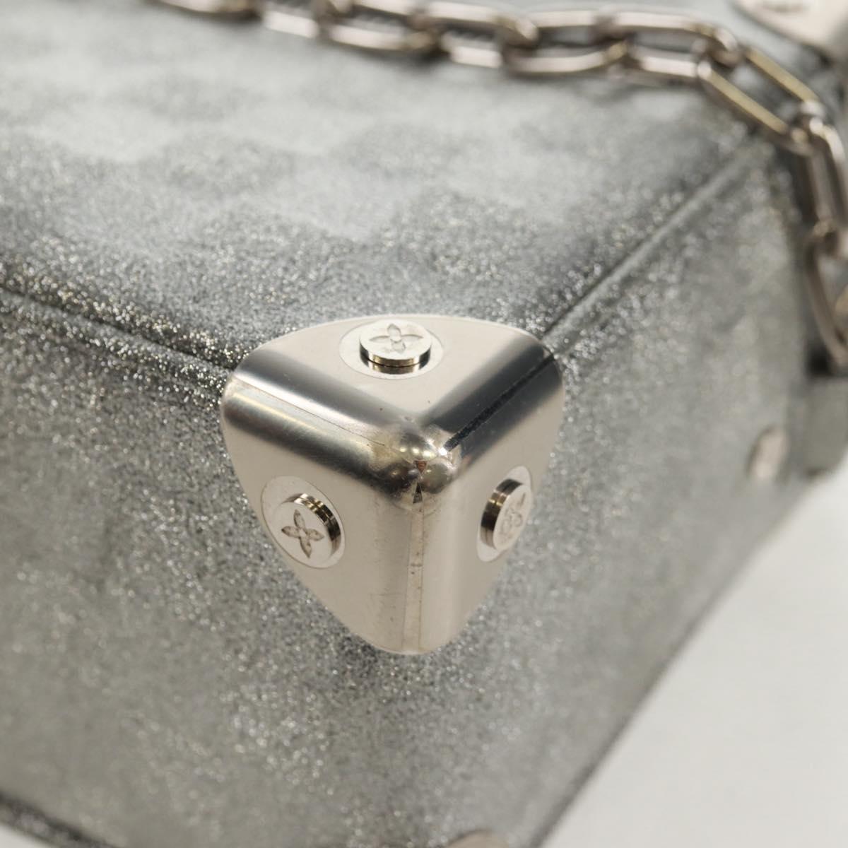 LOUIS VUITTON Damier Glitter Mini Soft Trunk Bag Silver M59726 LV Auth 158954SAM