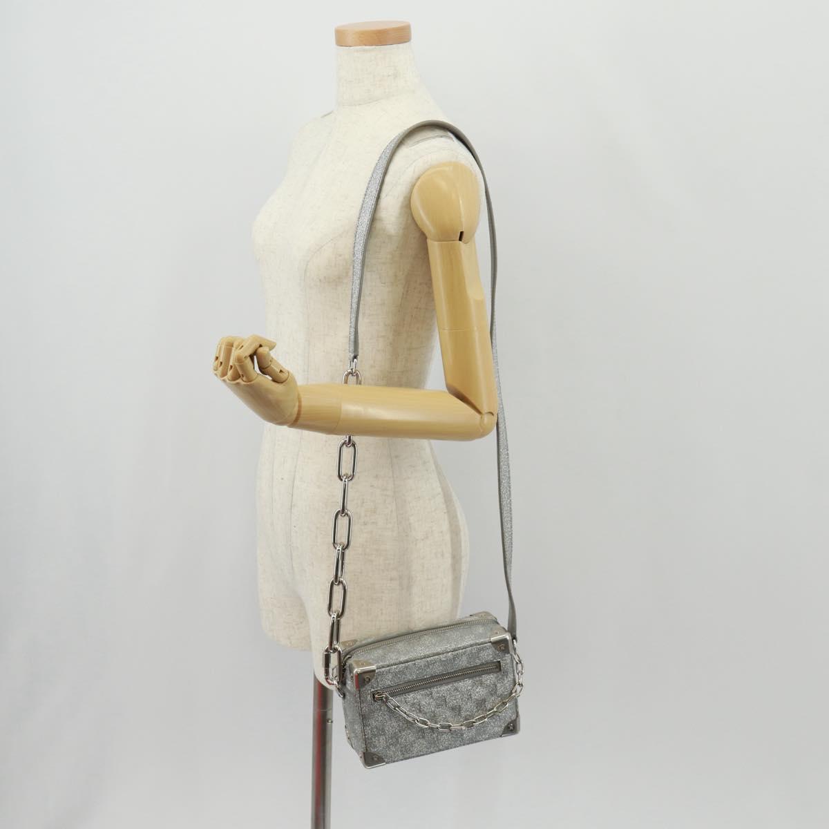 LOUIS VUITTON Damier Glitter Mini Soft Trunk Bag Silver M59726 LV Auth 158954SAM