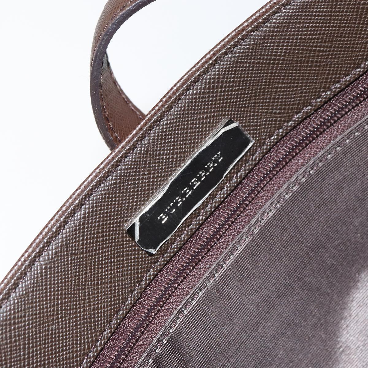 BURBERRY Nova Check Hand Bag Canvas Beige Silver Auth 158957A