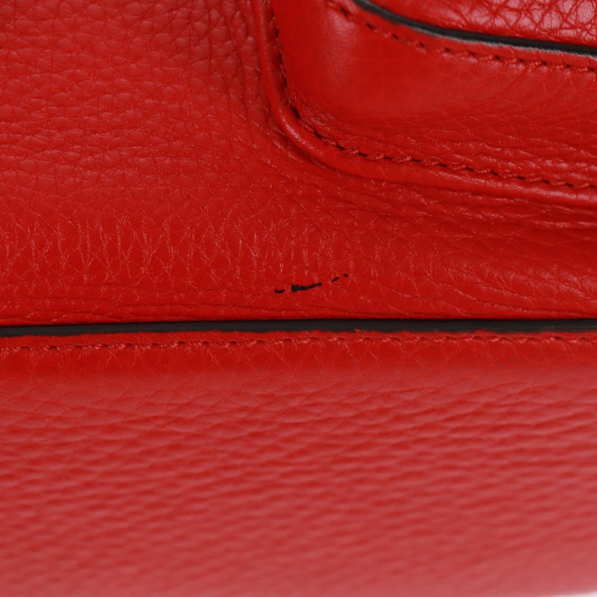 GUCCI Bamboo Backpack Leather Red Silver 370833 Auth 158958V