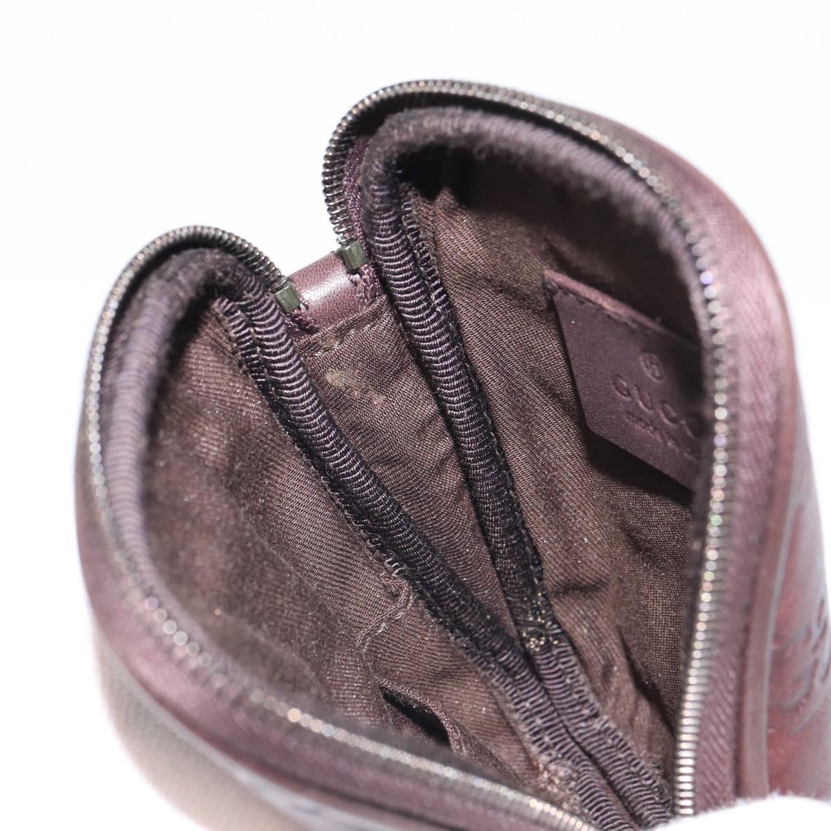 GUCCI GG Canvas Guccissima Pouch Leather Brown Silver 162351 Auth 158971