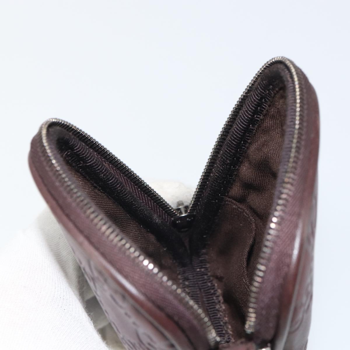 GUCCI GG Canvas Guccissima Pouch Leather Brown Silver 162351 Auth 158971