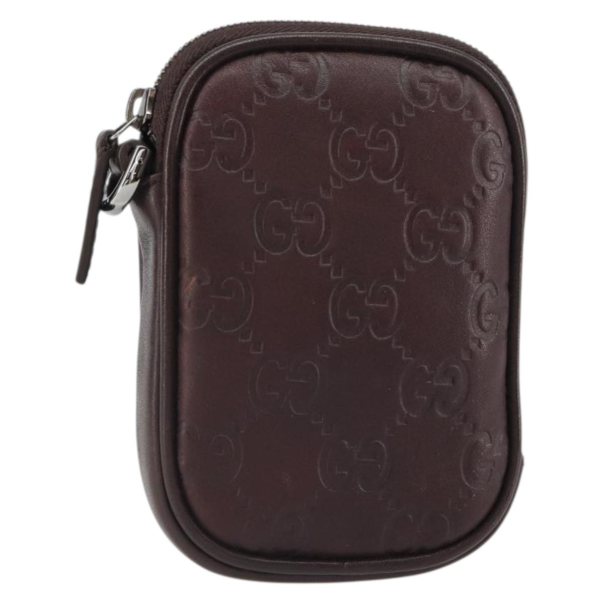 GUCCI GG Canvas Guccissima Pouch Leather Brown Silver 162351 Auth 158971