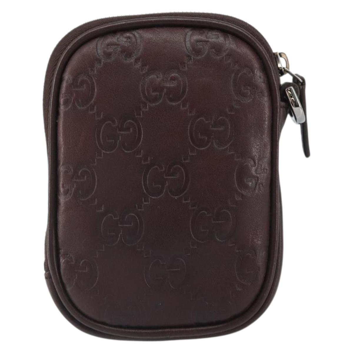GUCCI GG Canvas Guccissima Pouch Leather Brown Silver 162351 Auth 158971