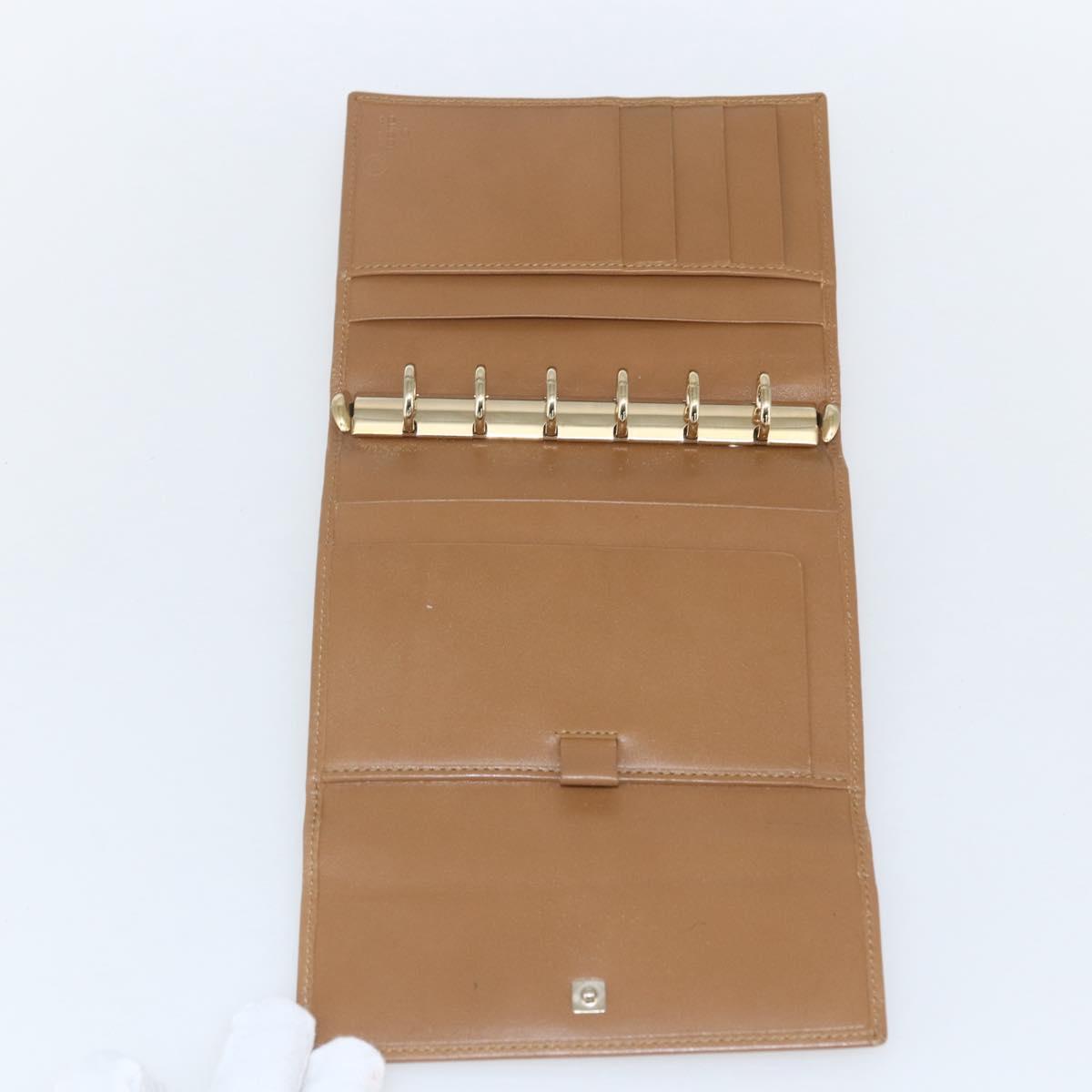 GUCCI Day Planner Cover Leather Beige Gold 031 4463 1067 Auth 158975