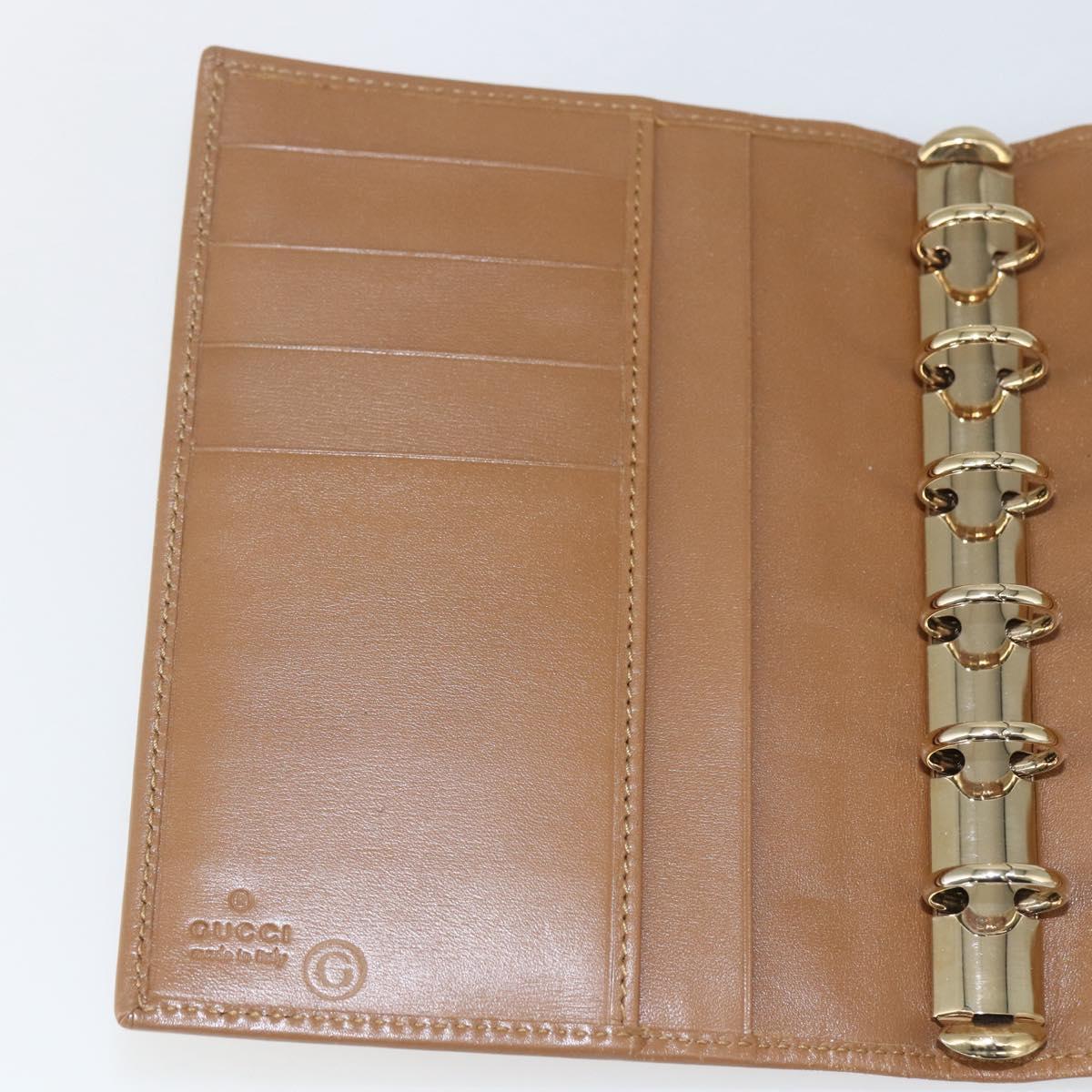 GUCCI Day Planner Cover Leather Beige Gold 031 4463 1067 Auth 158975
