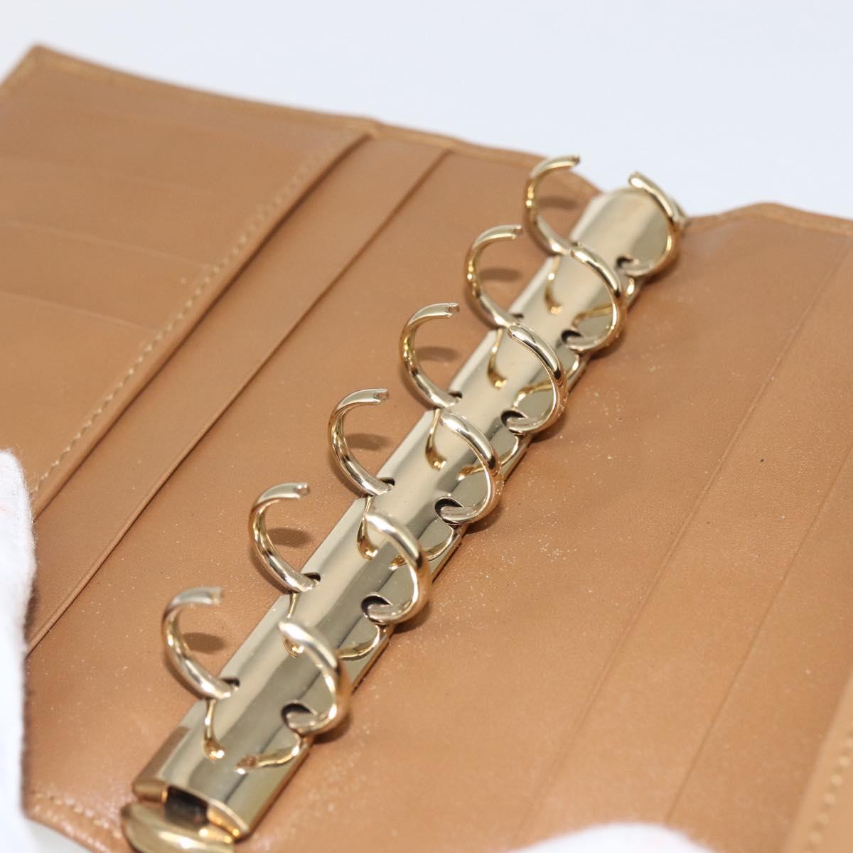 GUCCI Day Planner Cover Leather Beige Gold 031 4463 1067 Auth 158975