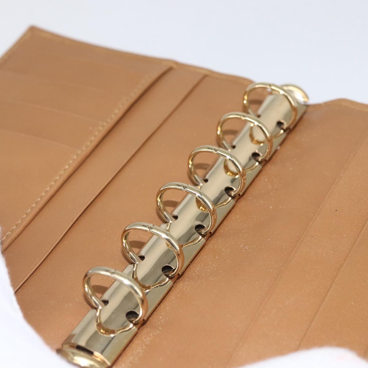 GUCCI Day Planner Cover Leather Beige Gold 031 4463 1067 Auth 158975