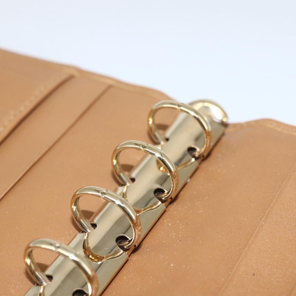 GUCCI Day Planner Cover Leather Beige Gold 031 4463 1067 Auth 158975