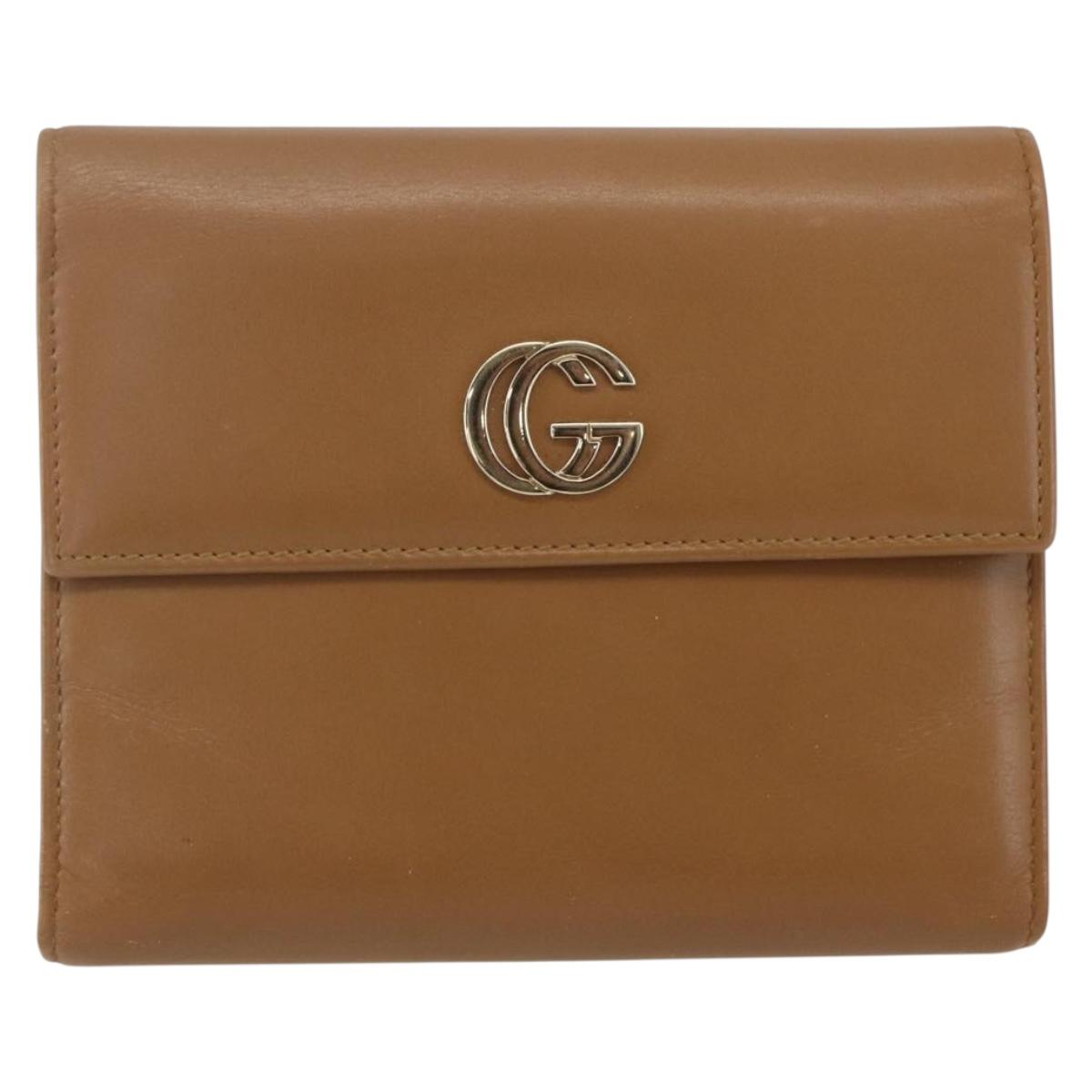 GUCCI Day Planner Cover Leather Beige Gold 031 4463 1067 Auth 158975