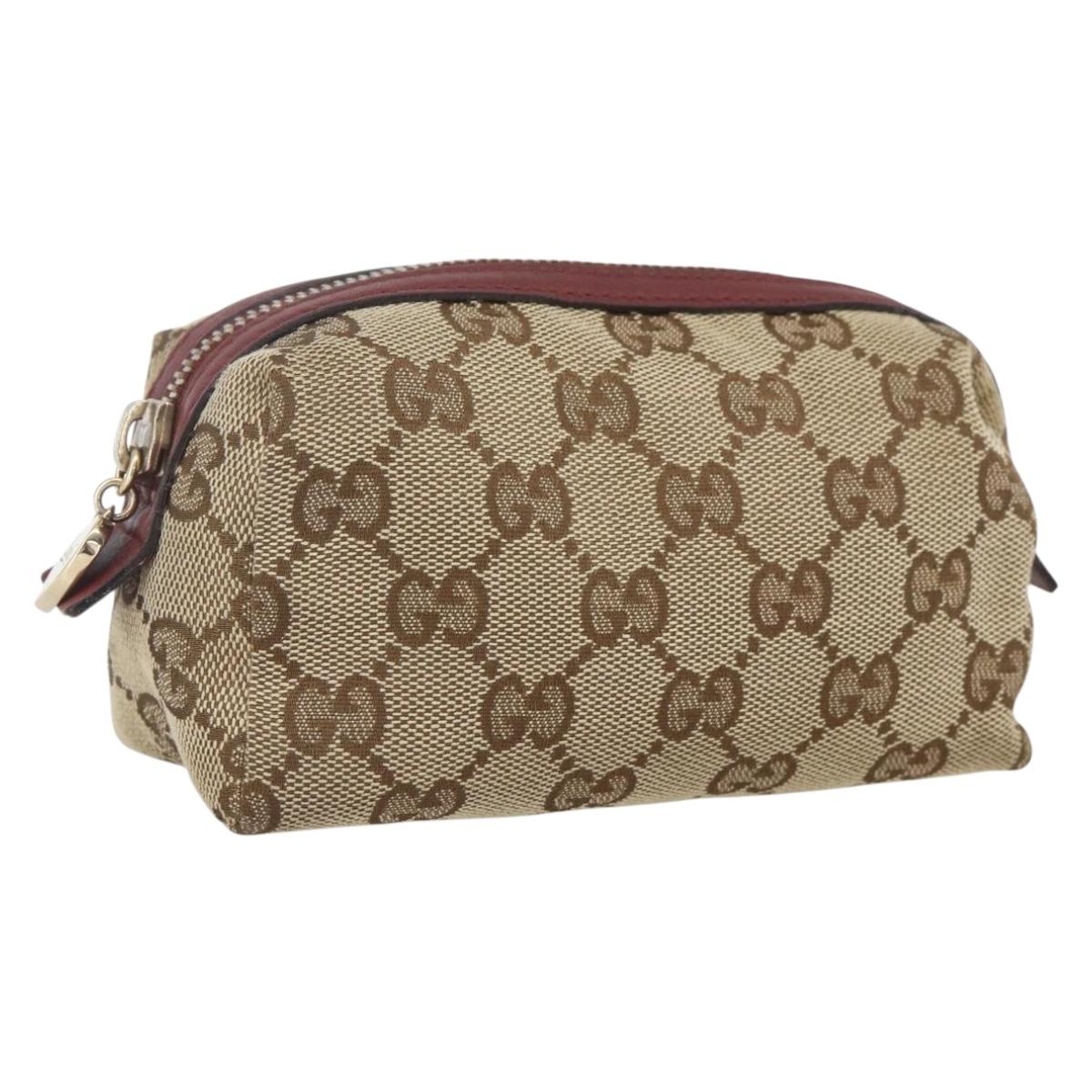 GUCCI GG Canvas Pouch Beige Gold 153228 Auth 158976
