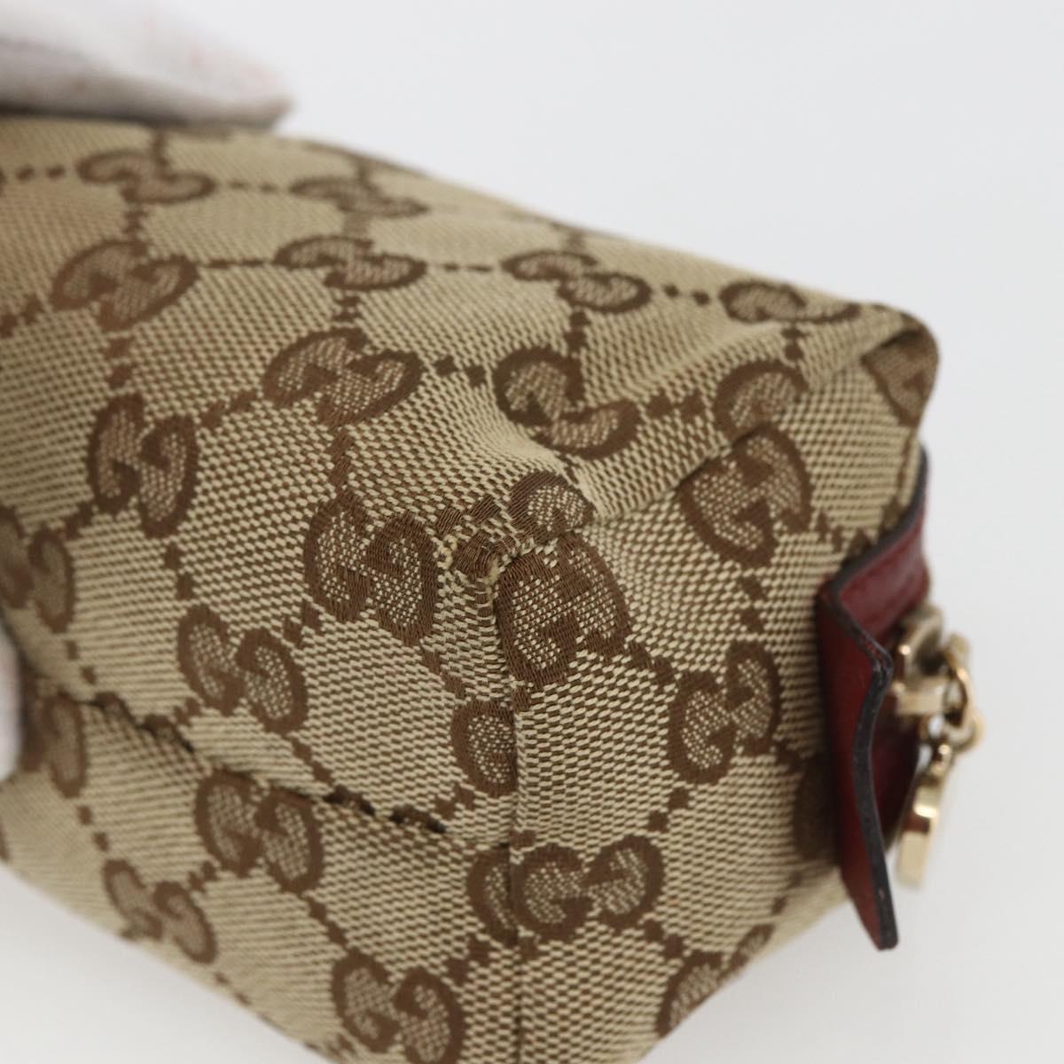 GUCCI GG Canvas Pouch Beige Gold 153228 Auth 158976