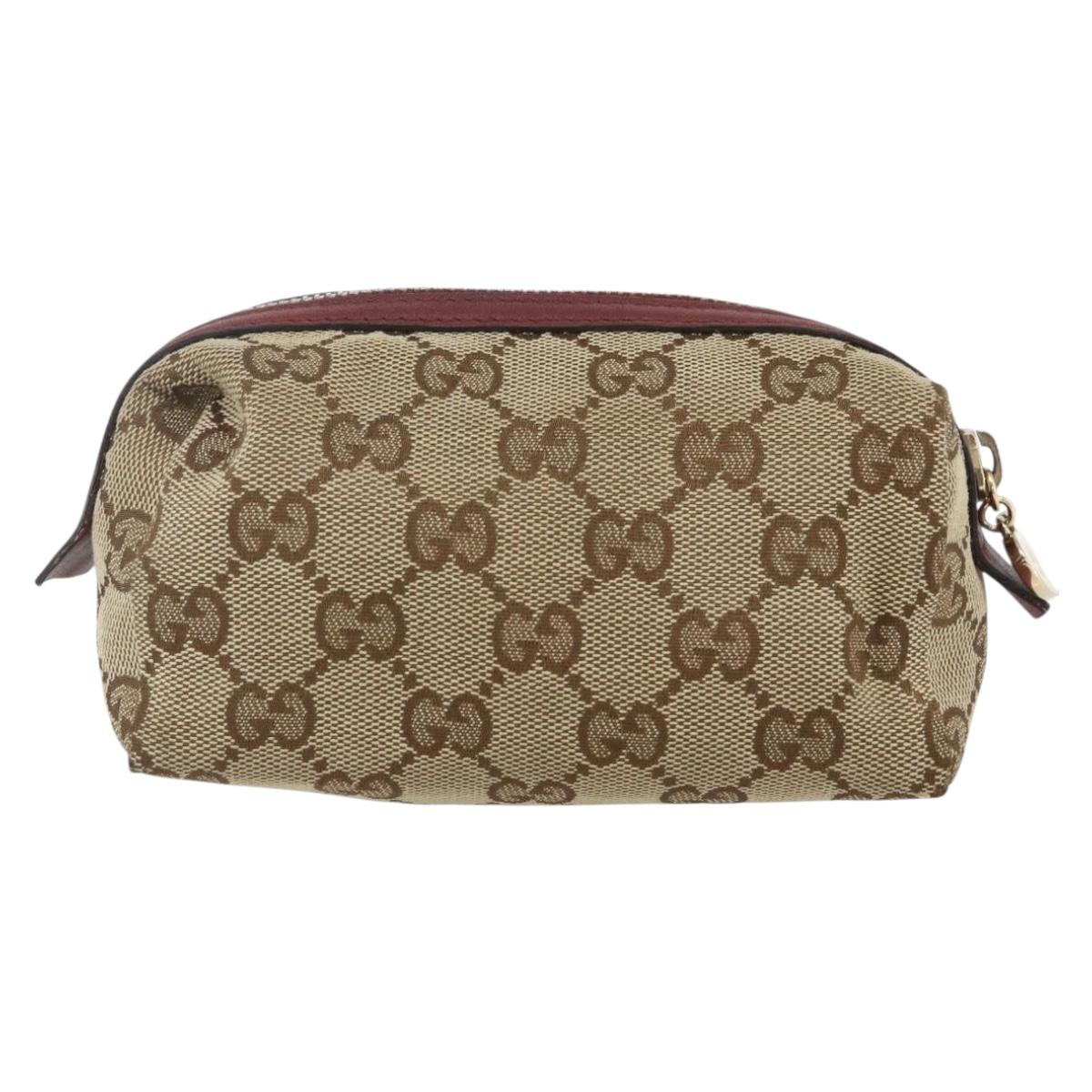 GUCCI GG Canvas Pouch Beige Gold 153228 Auth 158976