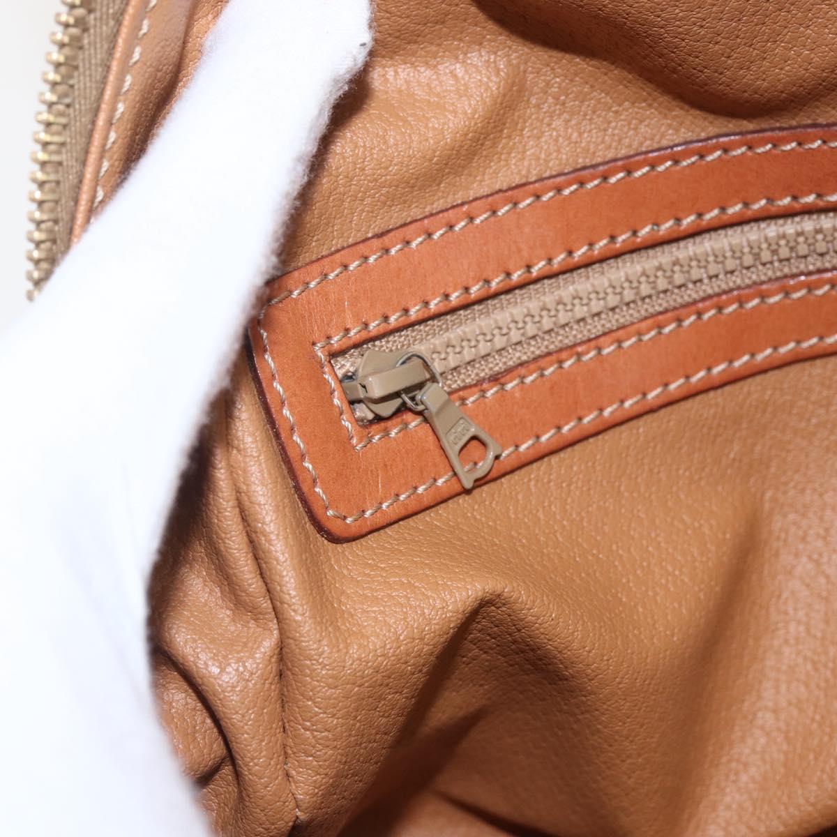 CELINE Macadam Canvas Hand Bag PVC Leather Brown Gold Auth 158983