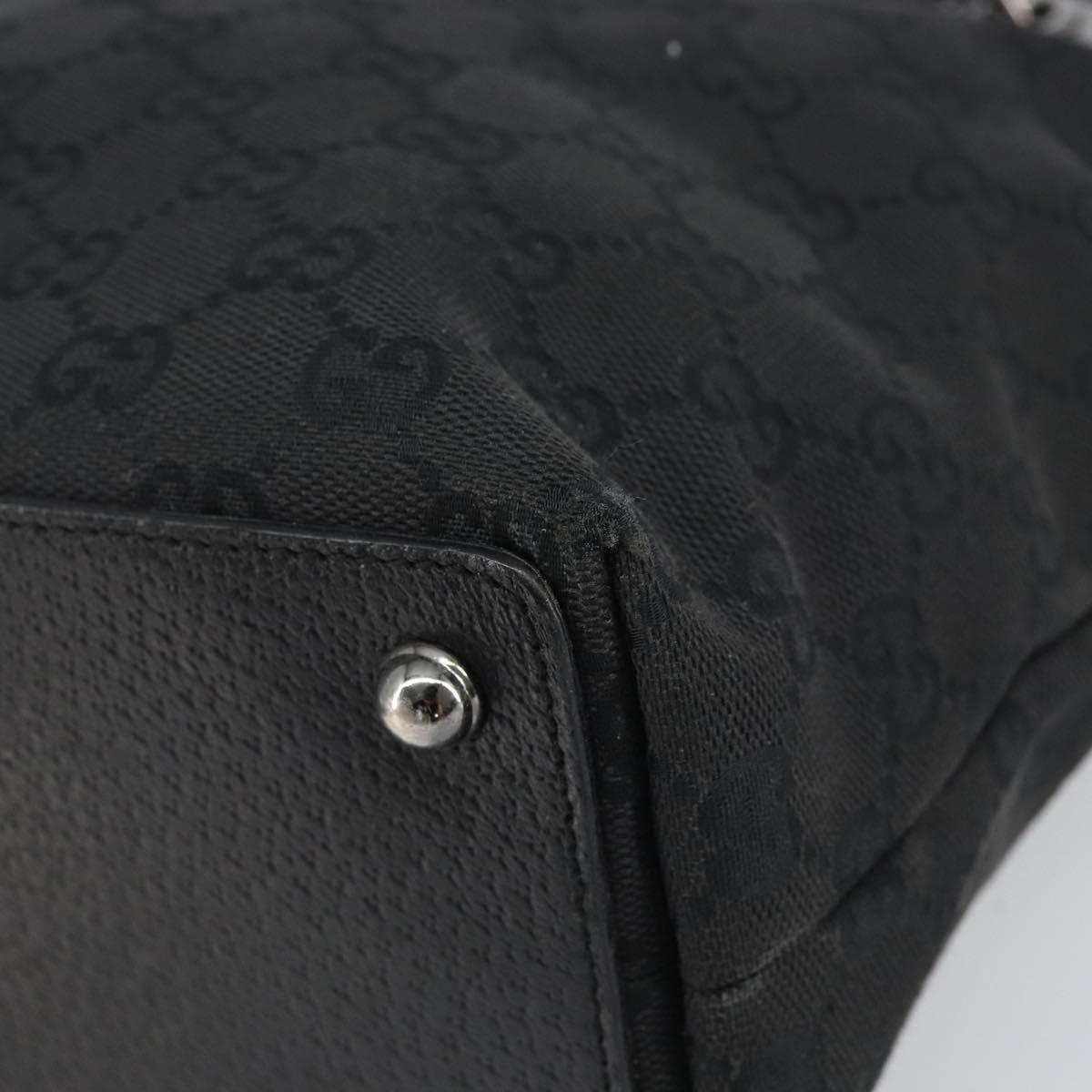 GUCCI GG Canvas Tote Bag Black Silver 120840 Auth 158987