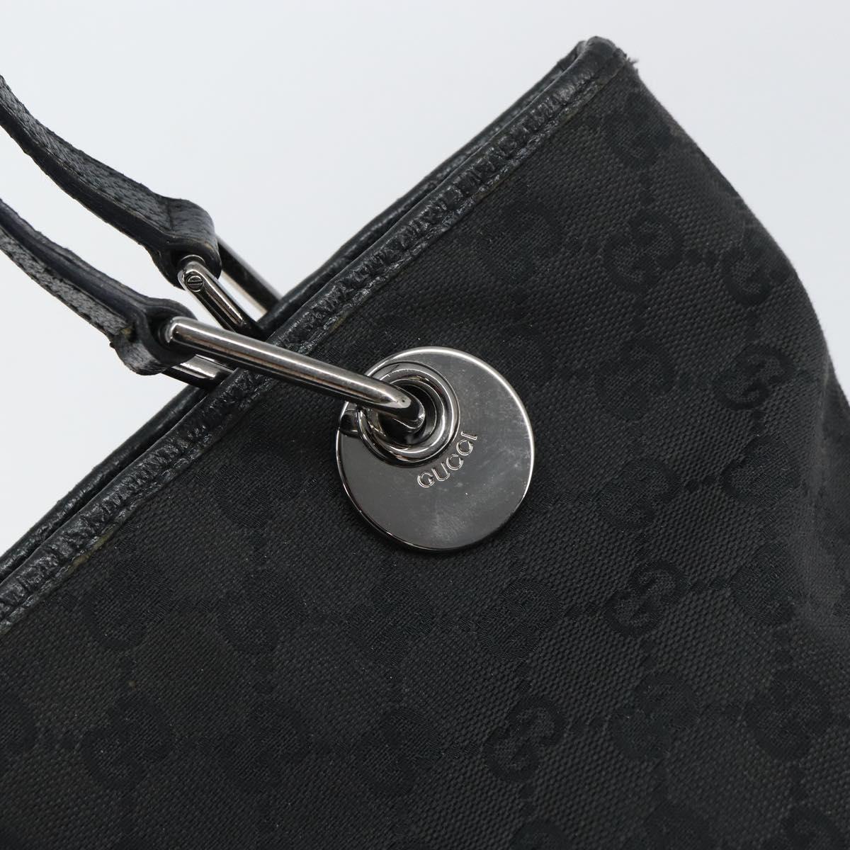 GUCCI GG Canvas Tote Bag Black Silver 120840 Auth 158987