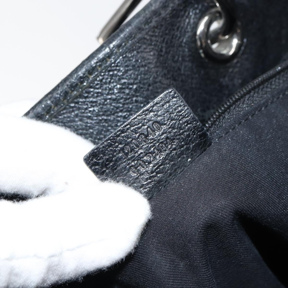 GUCCI GG Canvas Tote Bag Black Silver 120840 Auth 158987
