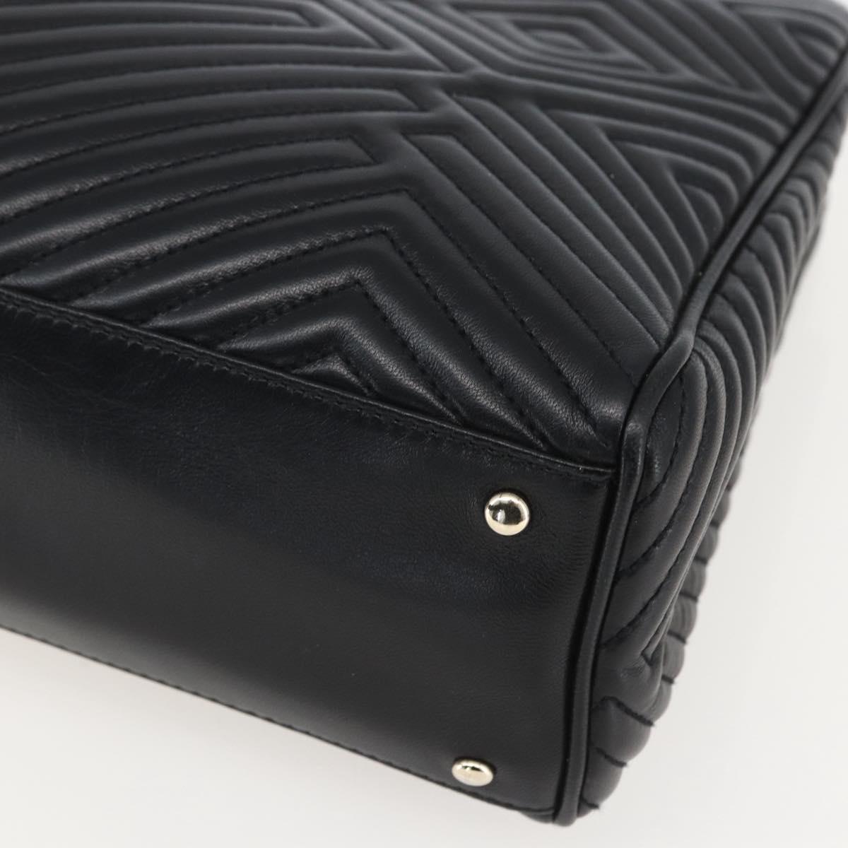 BALLY Hand Bag Leather Black Gold Auth 158990
