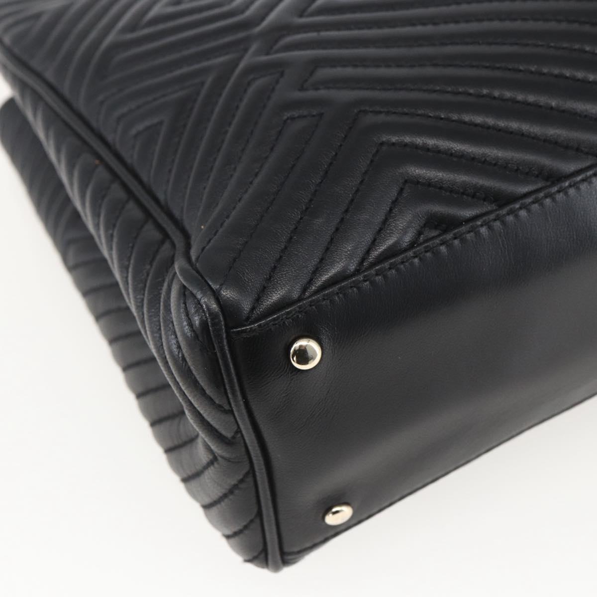 BALLY Hand Bag Leather Black Gold Auth 158990