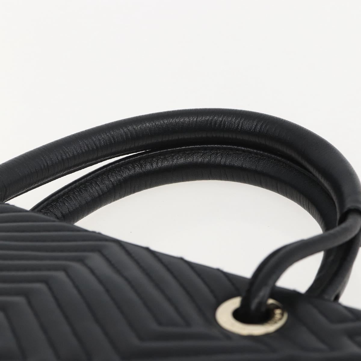 BALLY Hand Bag Leather Black Gold Auth 158990