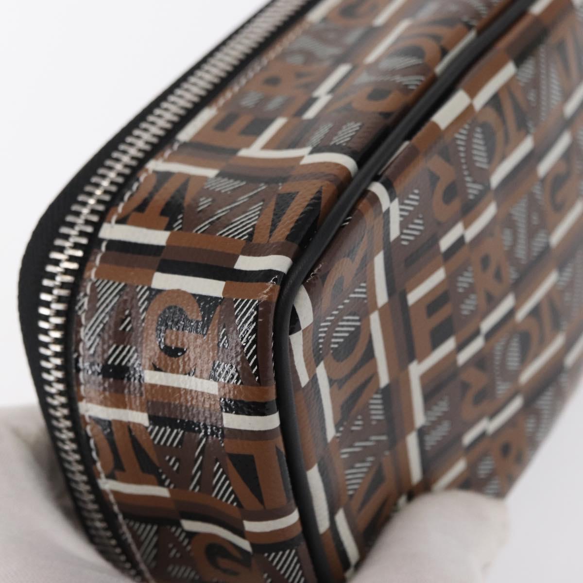 Salvatore Ferragamo Pouch PVC Silver Brown Auth 158994