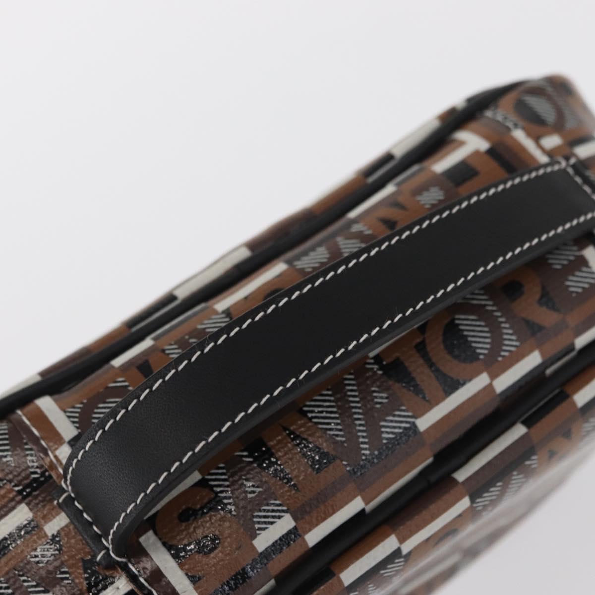 Salvatore Ferragamo Pouch PVC Silver Brown Auth 158994