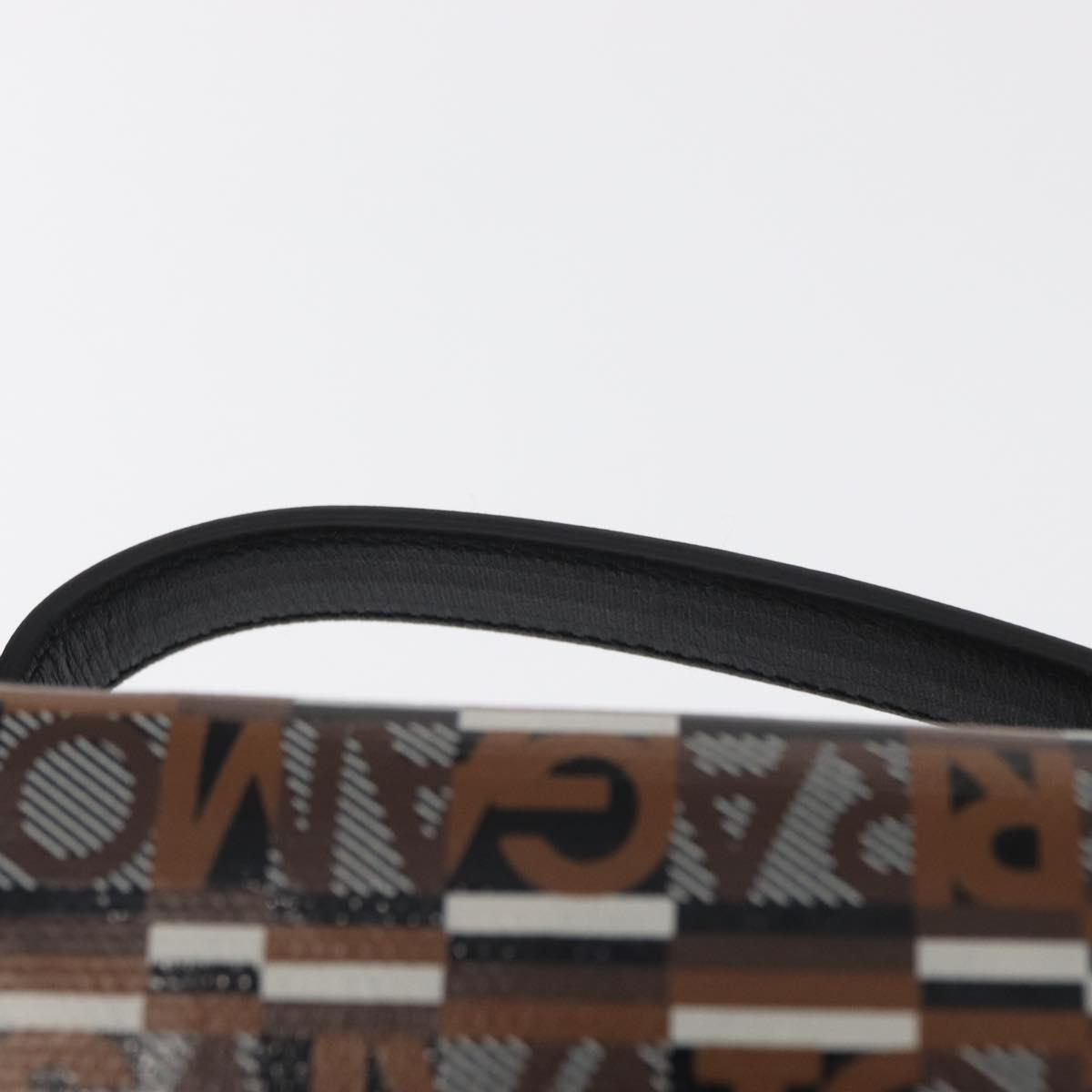 Salvatore Ferragamo Pouch PVC Silver Brown Auth 158994