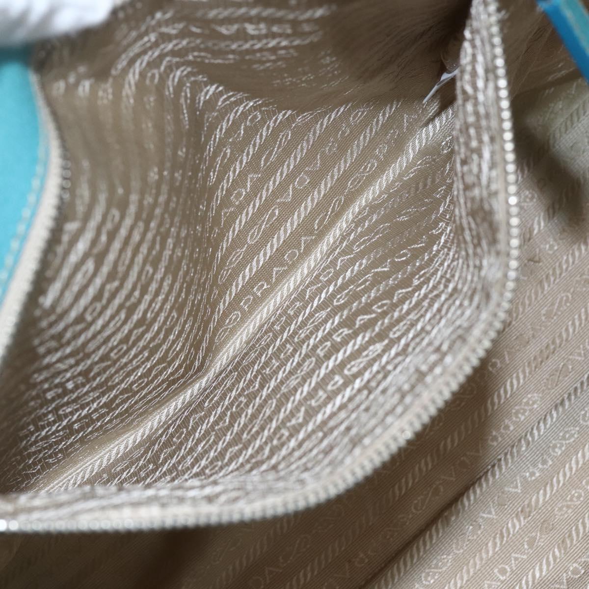 PRADA Tote Bag Canvas Beige Silver Auth 158995