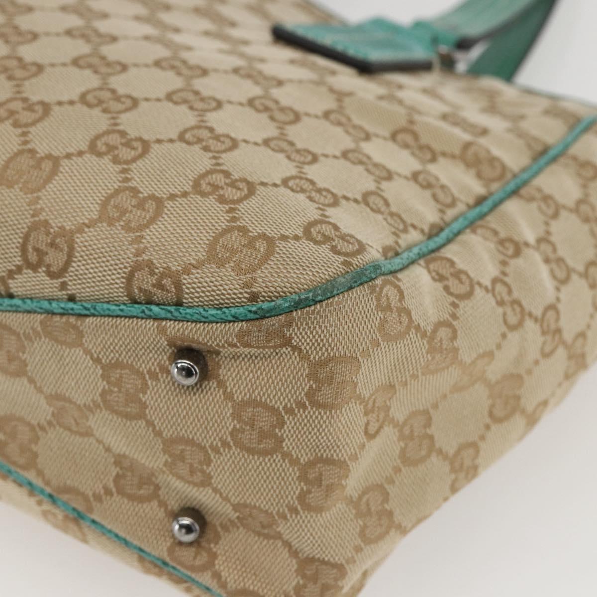 GUCCI GG Canvas Tote Bag Beige Silver 113019 Auth 158996