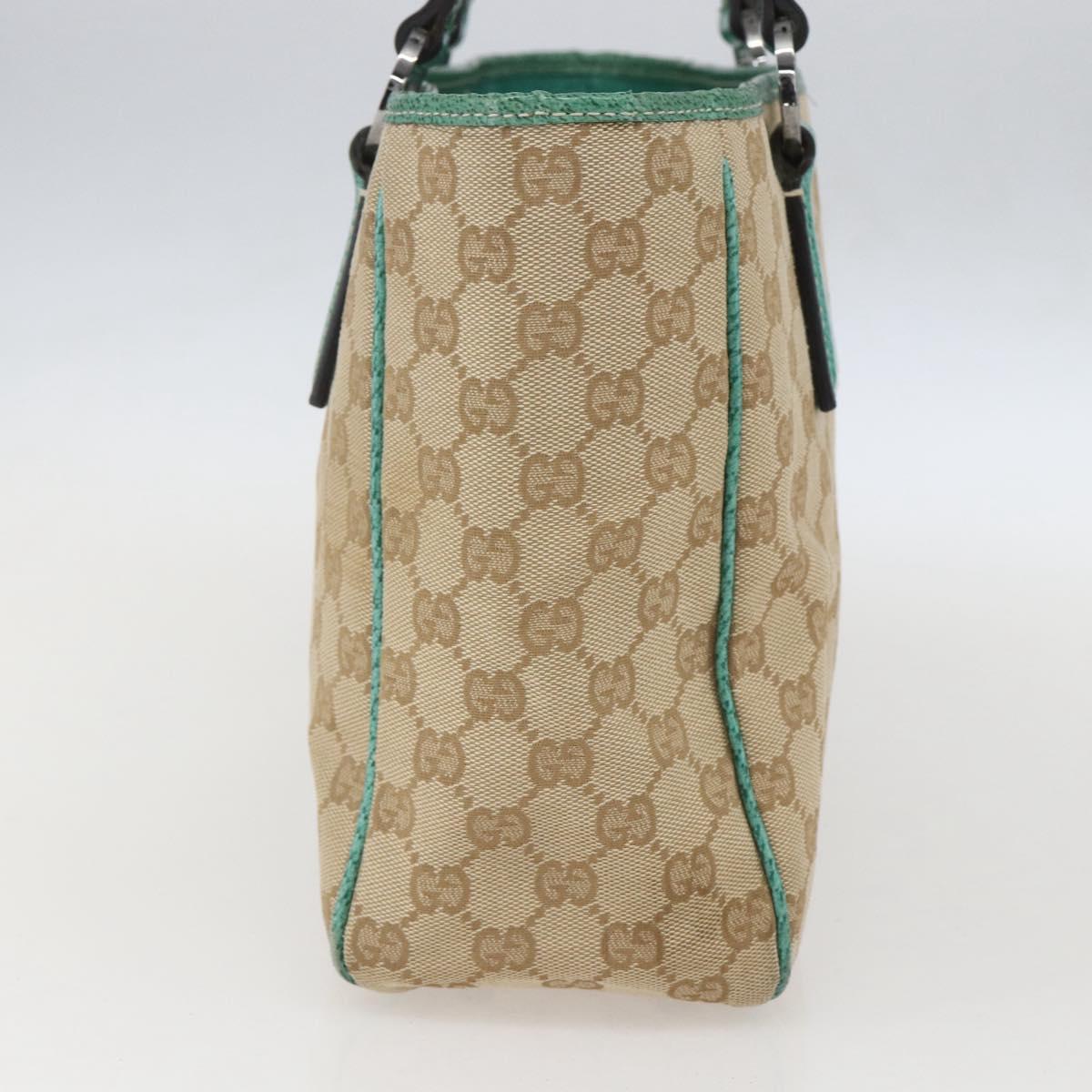 GUCCI GG Canvas Tote Bag Beige Silver 113019 Auth 158996