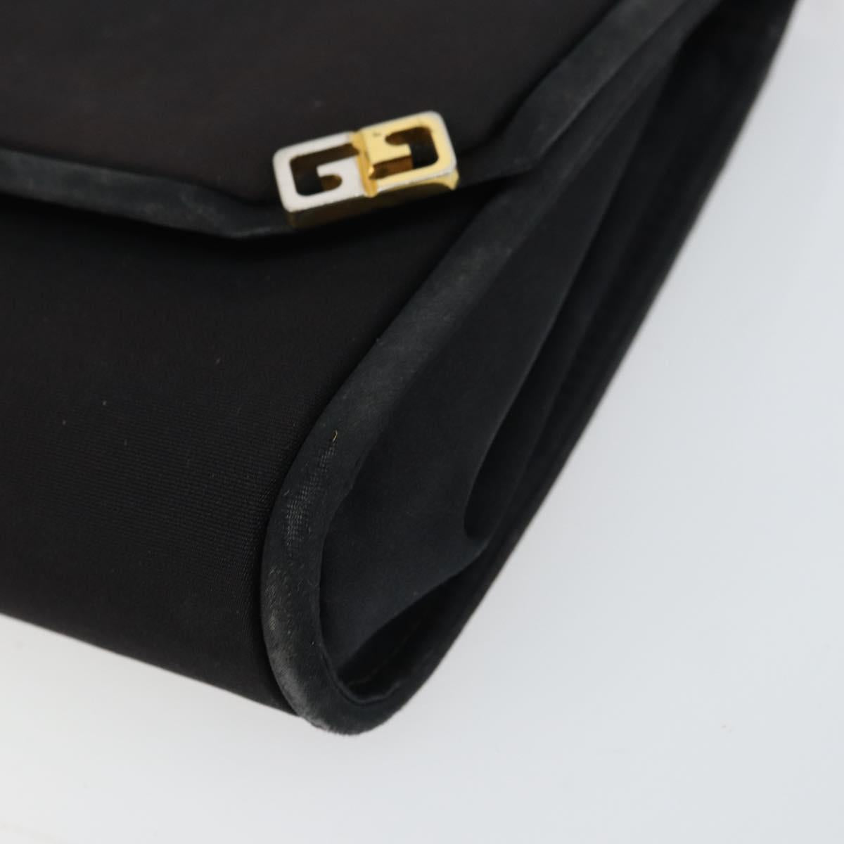 GUCCI Chain Shoulder Bag Nylon Black Gold Auth 158998