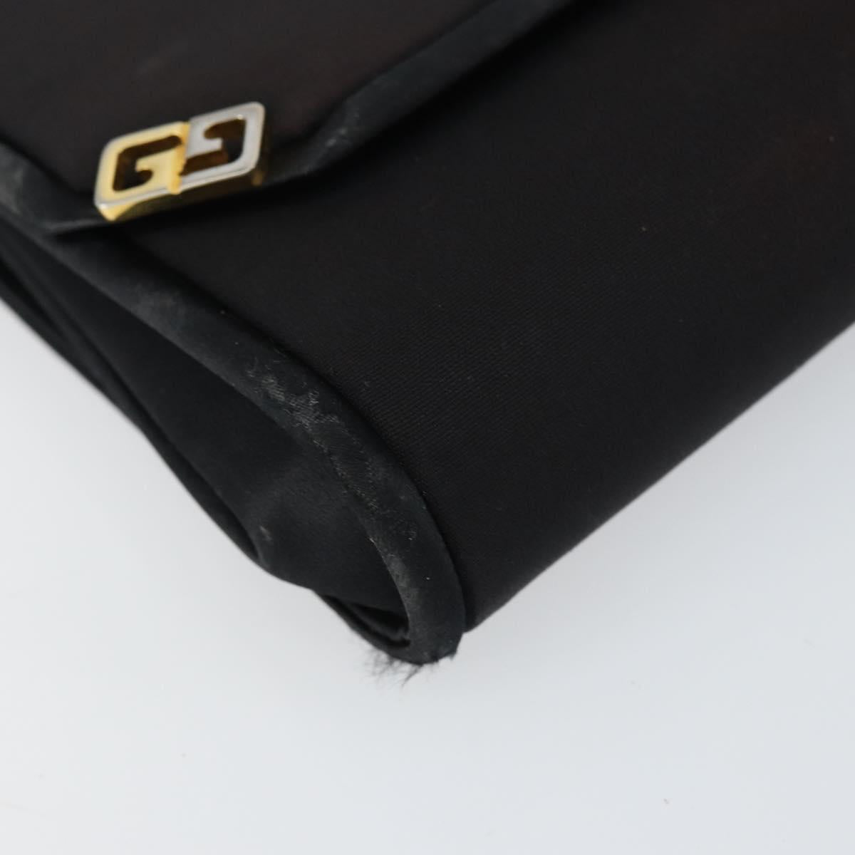 GUCCI Chain Shoulder Bag Nylon Black Gold Auth 158998