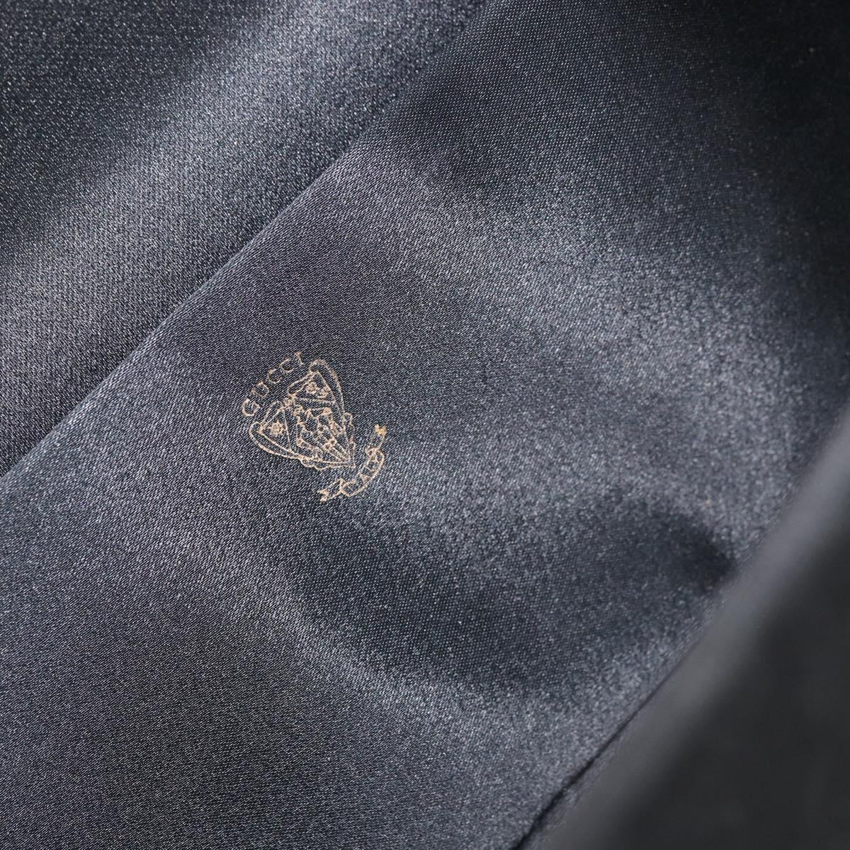 GUCCI Chain Shoulder Bag Nylon Black Gold Auth 158998