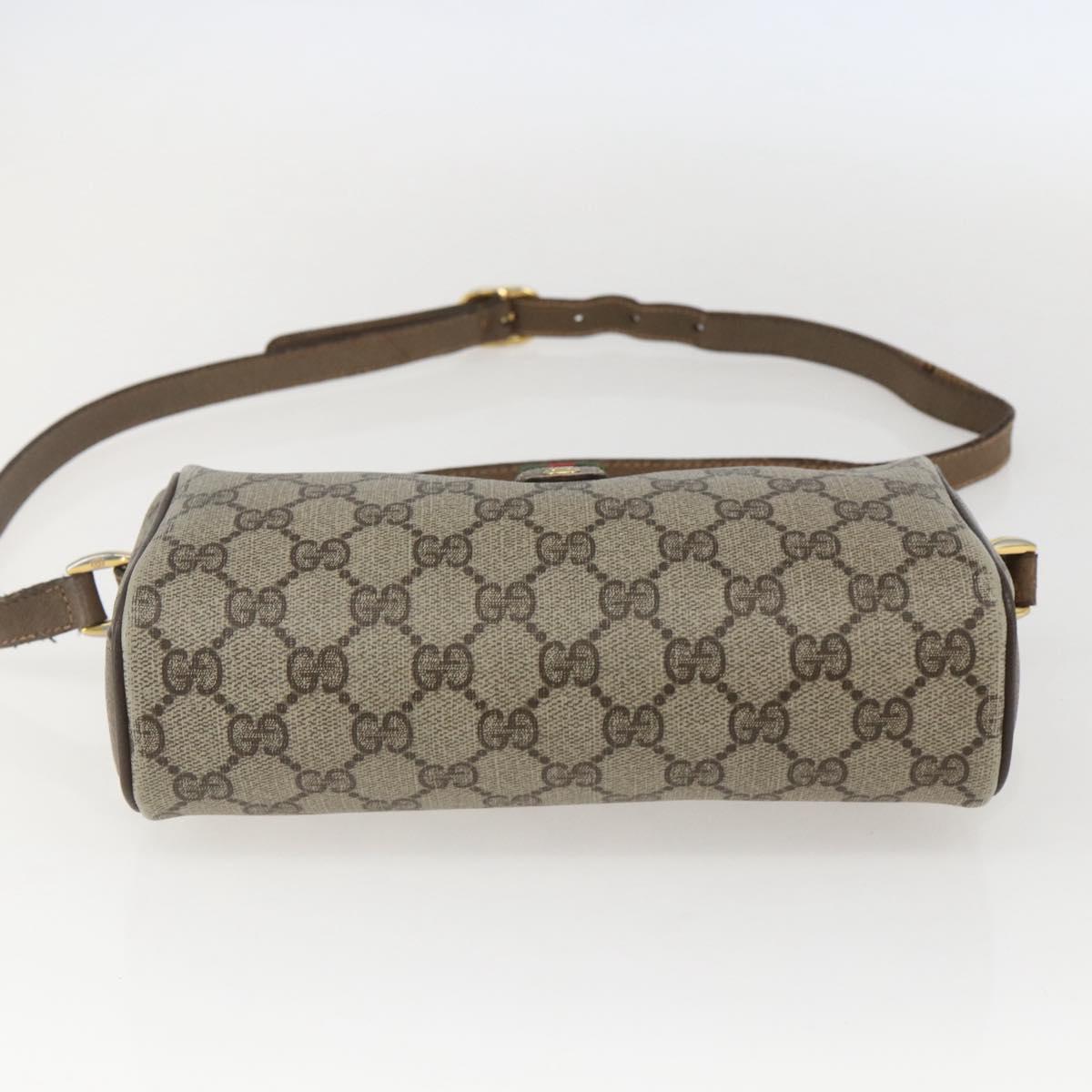 GUCCI GG Supreme Web Sherry Line Bag PVC Beige Gold 89 02 018 Auth 159003