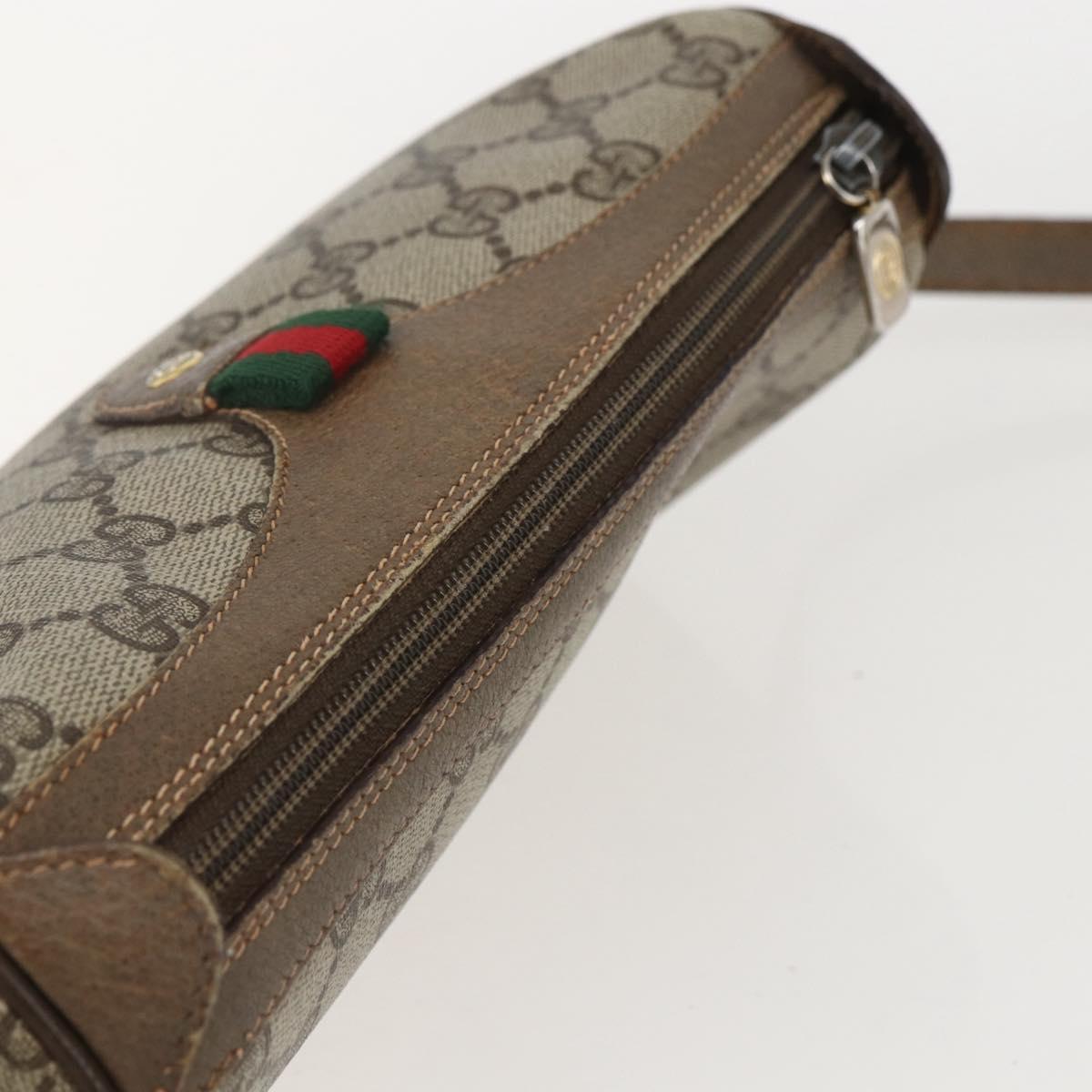 GUCCI GG Supreme Web Sherry Line Bag PVC Beige Gold 89 02 018 Auth 159003