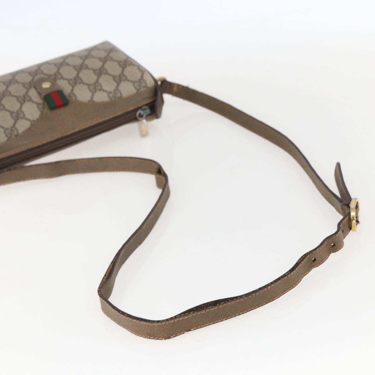 GUCCI GG Supreme Web Sherry Line Bag PVC Beige Gold 89 02 018 Auth 159003