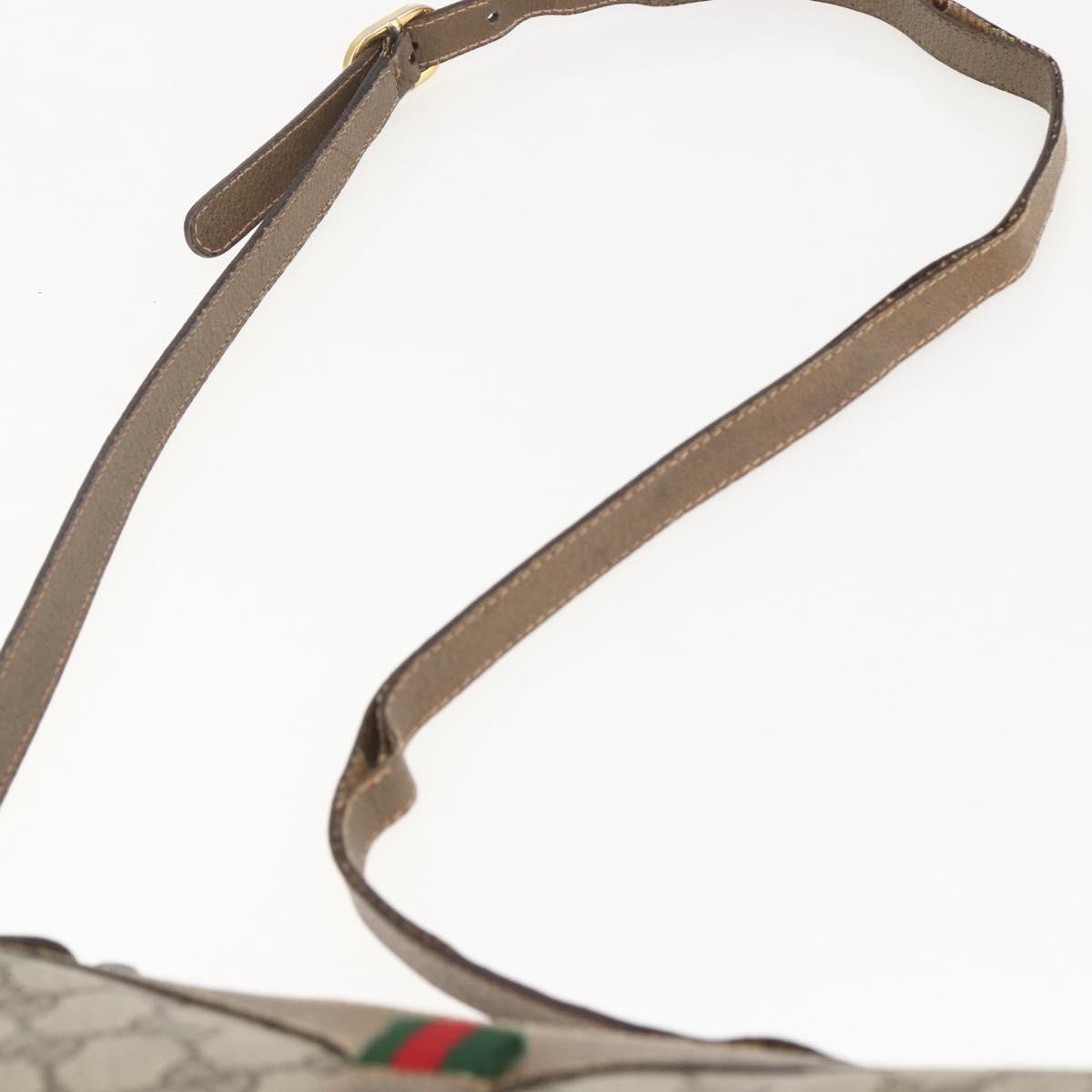 GUCCI GG Supreme Web Sherry Line Bag PVC Beige Gold 89 02 018 Auth 159003