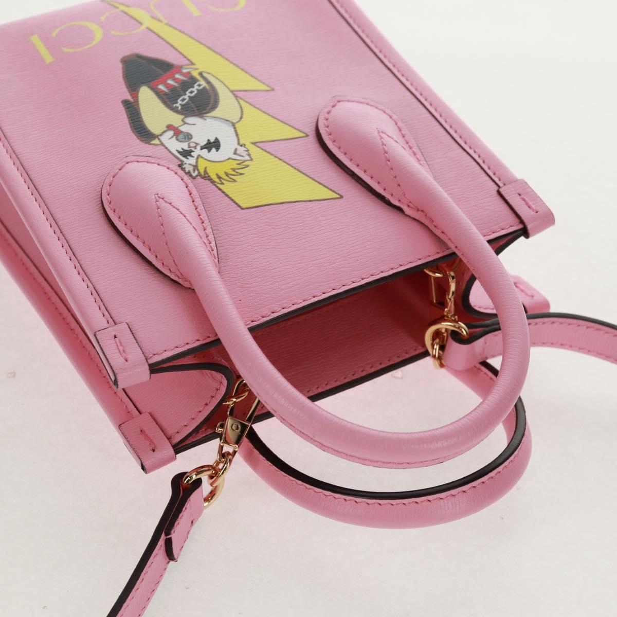 GUCCI Hand Bag Leather 2way Pink Gold 671623 Auth 159011M