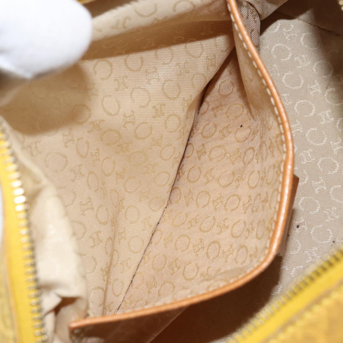 CELINE C Macadam Canvas Shoulder Bag Yellow Gold Auth 159012